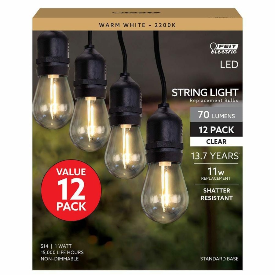 Light Bulbs * | 11-Watt Equivalent S14 String Light Led Light Bulb, Warm White 2200K (12-Pack) By Feit Electric