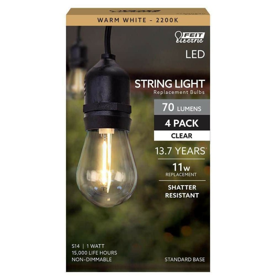 Light Bulbs * | 11-Watt Equivalent S14 String Light Led Light Bulb, 2200K (4-Pack) By Feit Electric