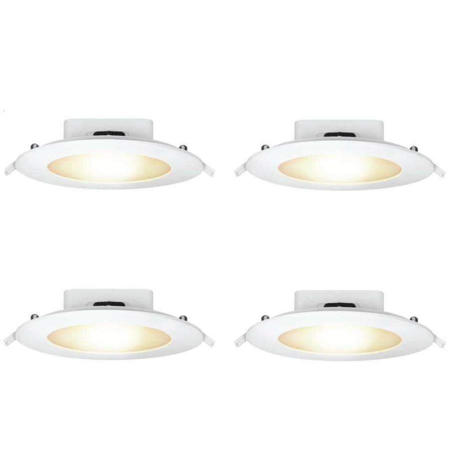 Recessed Lighting * | 6 In. 85-Watt Equivalent Selectable Cct Cec Title 24 White Trim Canless Integrated Led J-Box Recessed Light (4-Pack) By Feit Electric