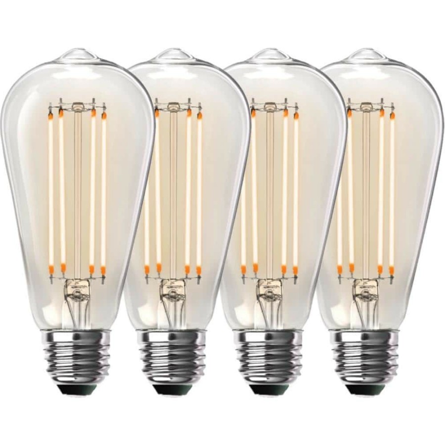 Light Bulbs * | 100-Watt Equivalent St19 Dimmable Straight Filament Clear Glass Vintage Edison Led Light Bulb, Warm White (4-Pack) By Feit Electric