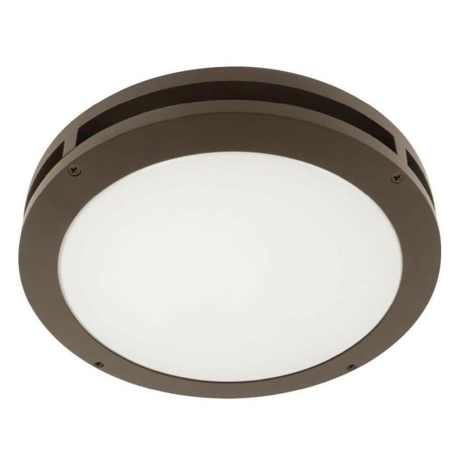 Outdoor Lighting * | 13 In. 18.5-Watt Integrated Led Bronze Outdoor Security Flush Mount Ceiling Canopy Light By Feit Electric