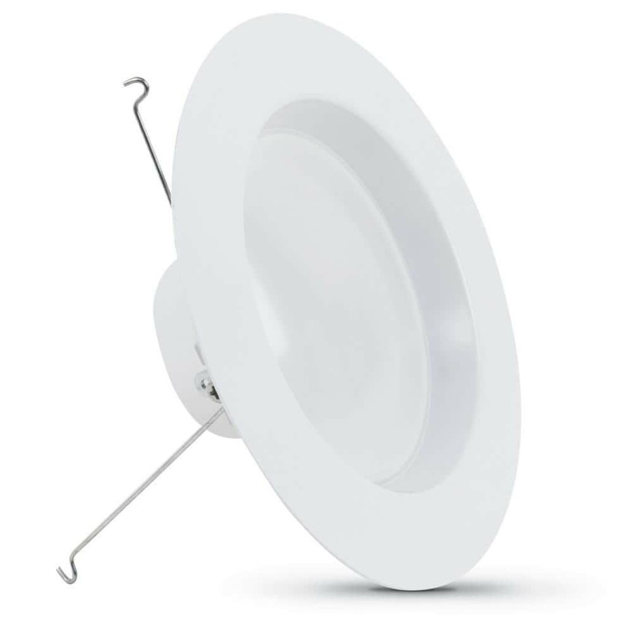 Recessed Lighting * | 5 In.-6 In. 120-Watt Equiv Daylight (5000K) Dimmable Cec White Integrated Led 90+ Cri Recessed Retrofit Trim Downlight By Feit Electric