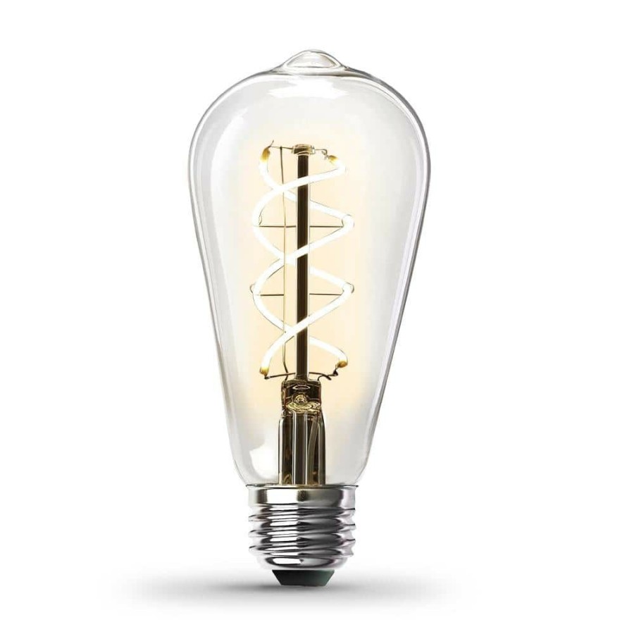 Light Bulbs * | 60-Watt Equivalent St19 Dimmable Spiral Filament Clear Glass E26 Vintage Edison Led Light Bulb, Warm White By Feit Electric