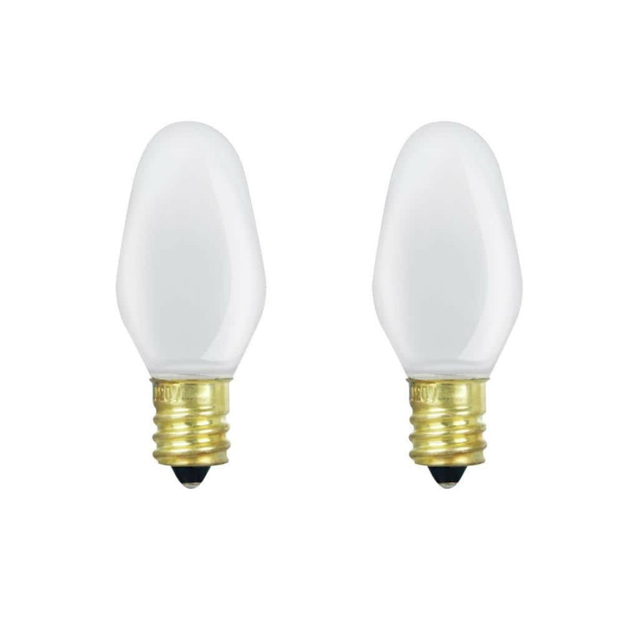 Garden Center * | 7-Watt Equivalent C7 2700K White Incandescent E12 Night Light Bulb (2-Pack) By Feit Electric