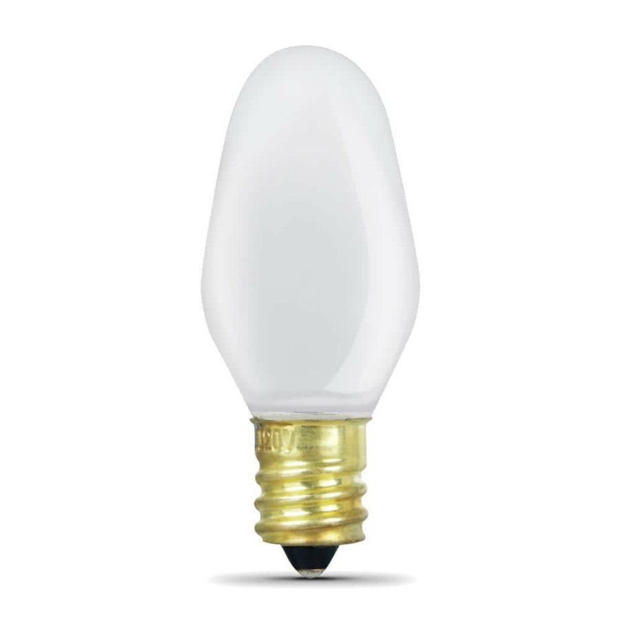 Garden Center * | 7-Watt Equivalent C7 2700K White Incandescent E12 Night Light Bulb (2-Pack) By Feit Electric