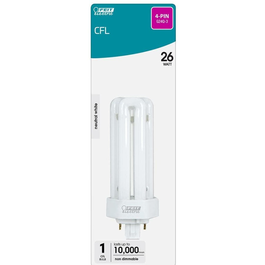 Light Bulbs * | 26-Watt Equivalent Pl Cflni Quad Tube 4-Pin G24Q-3 Base Compact Fluorescent Cfl Light Bulb, Bright White 3500K (1-Bulb) By Feit Electric