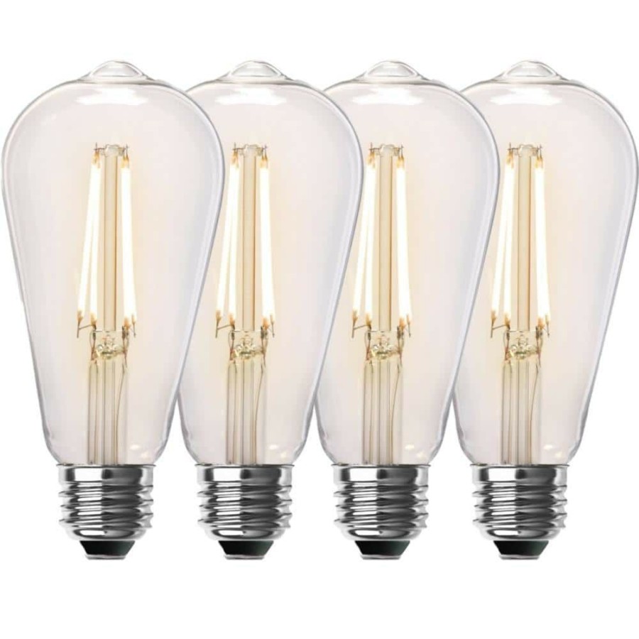 Light Bulbs * | 60-Watt Equivalent St19 Dimmable Straight Filament Clear Glass Vintage Edison Led Light Bulb, Soft White (4-Pack) By Feit Electric