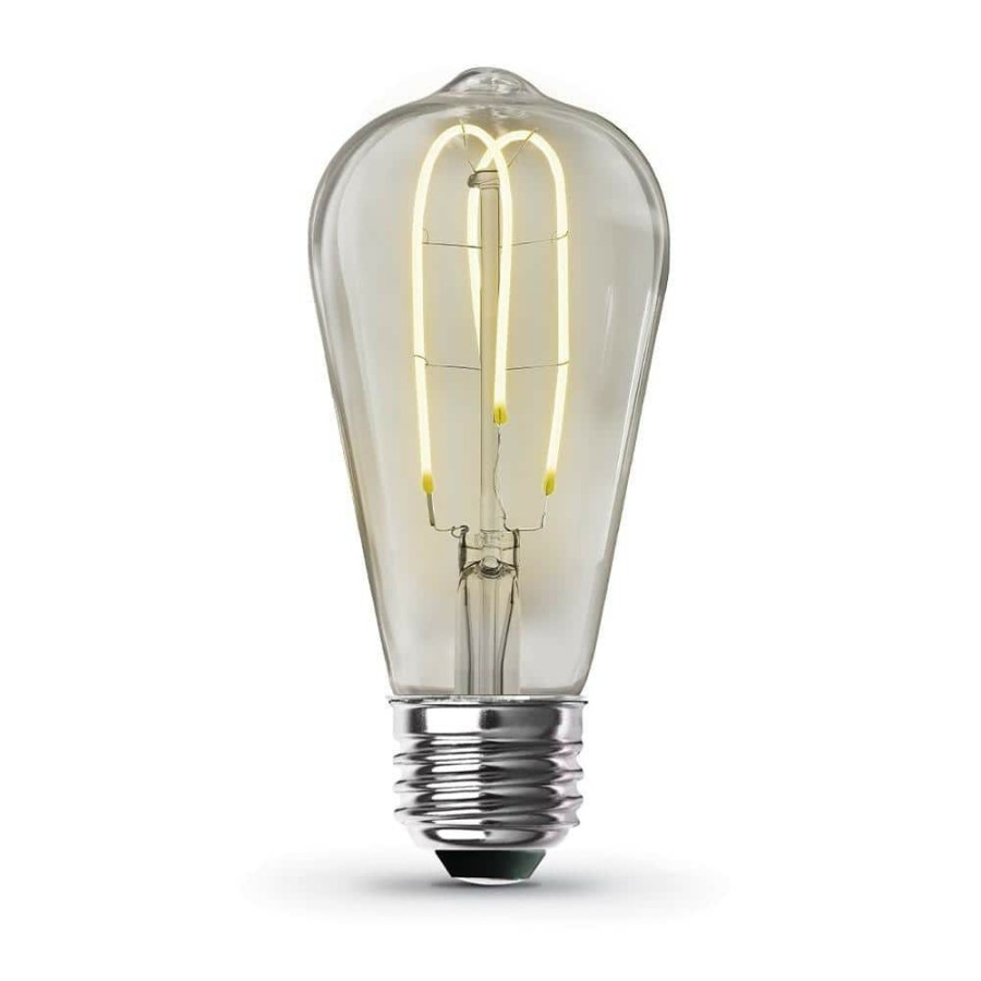 Light Bulbs * | 40-Watt Equivalent St19 Dimmable M Shape Filament Clear Glass Vintage Edison Led Light Bulb, Bright White By Feit Electric