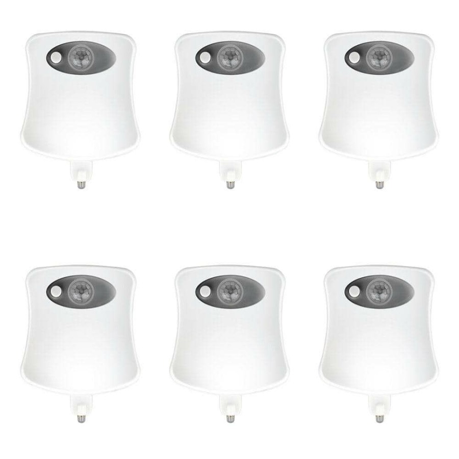 Garden Center * | White Motion Sensor 8-Color Selectable Battery-Operated Toilet Led Night Light (6-Pack) By Feit Electric