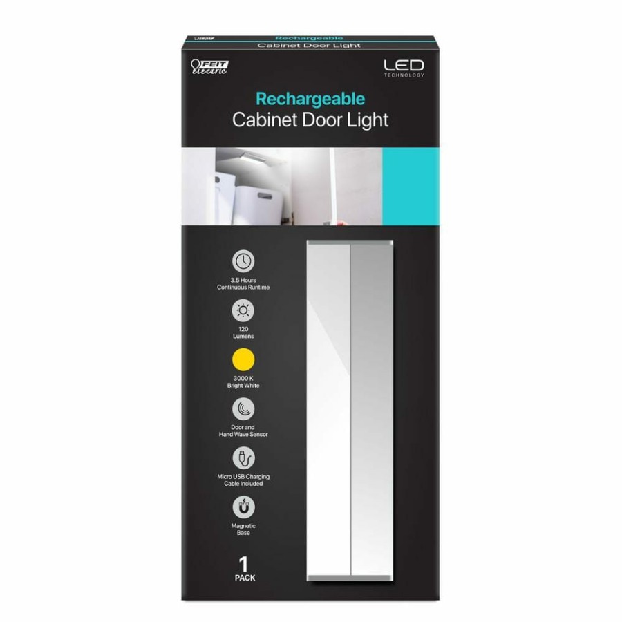 Cabinet Lights * | White Rechargeable 8 In. Cabinet Door Motion Sensor Panel Led Light, 3000K Bright White By Feit Electric