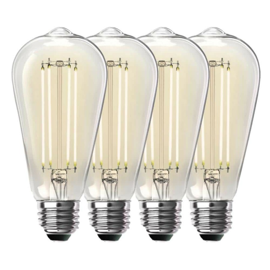 Light Bulbs * | 100-Watt Equivalent St19 Dimmable Straight Filament Clear Glass Vintage Edison Led Light Bulb, Bright White (4-Pack) By Feit Electric