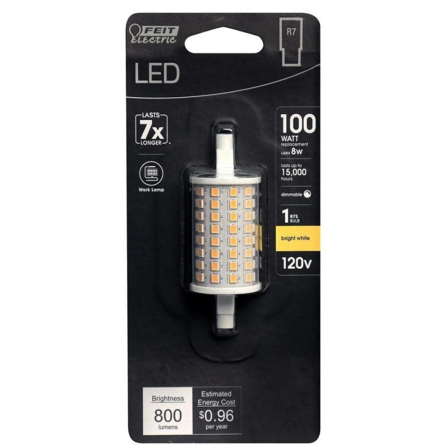 Light Bulbs * | 100-Watt Equivalent R7S 78Mm R7 Base Led Light Bulb, Bright White By Feit Electric