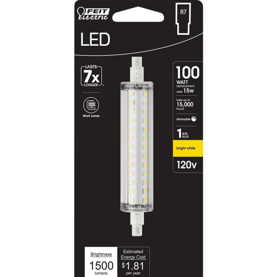 Light Bulbs * | 100-Watt Equivalent R7S 118Mm R7 Base Led Light Bulb, Bright White By Feit Electric