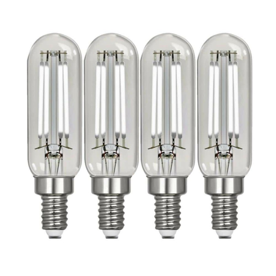 Light Bulbs * | 40-Watt Equivalent T6 Dimmable Straight Filament Clear Glass E12 Candelabra Vintage Led Light Bulb, Daylight (4-Pack) By Feit Electric